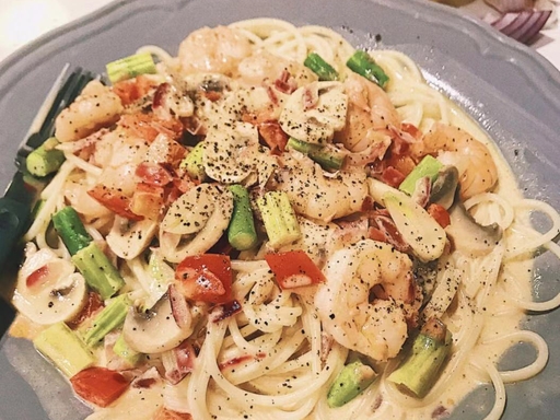 奶油鲜虾意面成品